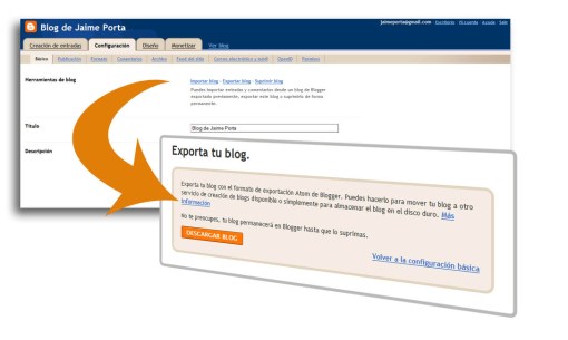 Generando el fichero de exportación de Blogger