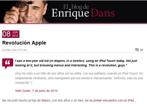 Revolución Apple en el blog de Enrique Dans