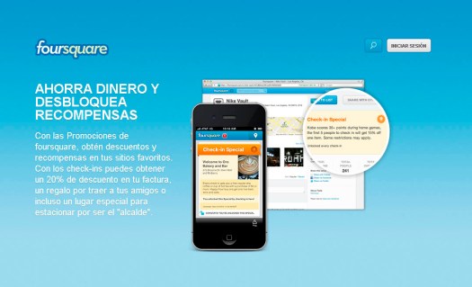 Página de inicio de Fourqueare