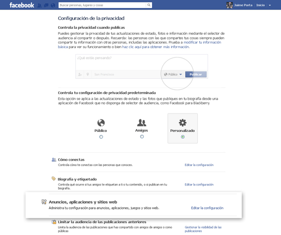 Paso 1 para configurar tu privacidad en Facebook