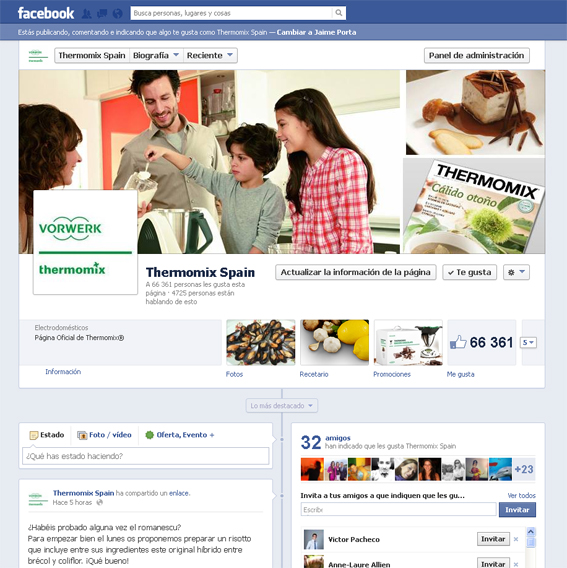 antiguo diseño de la página de fans de facebook