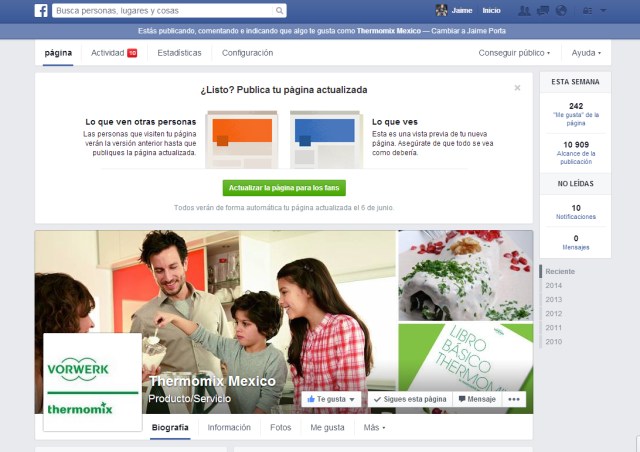 Diseño pagina de fans de Facebook