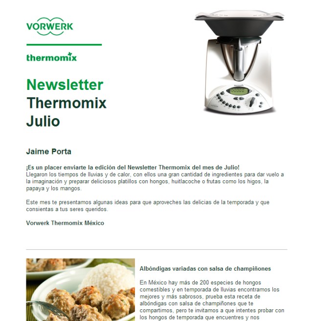 Imagen de la newsletter de Thermomix México